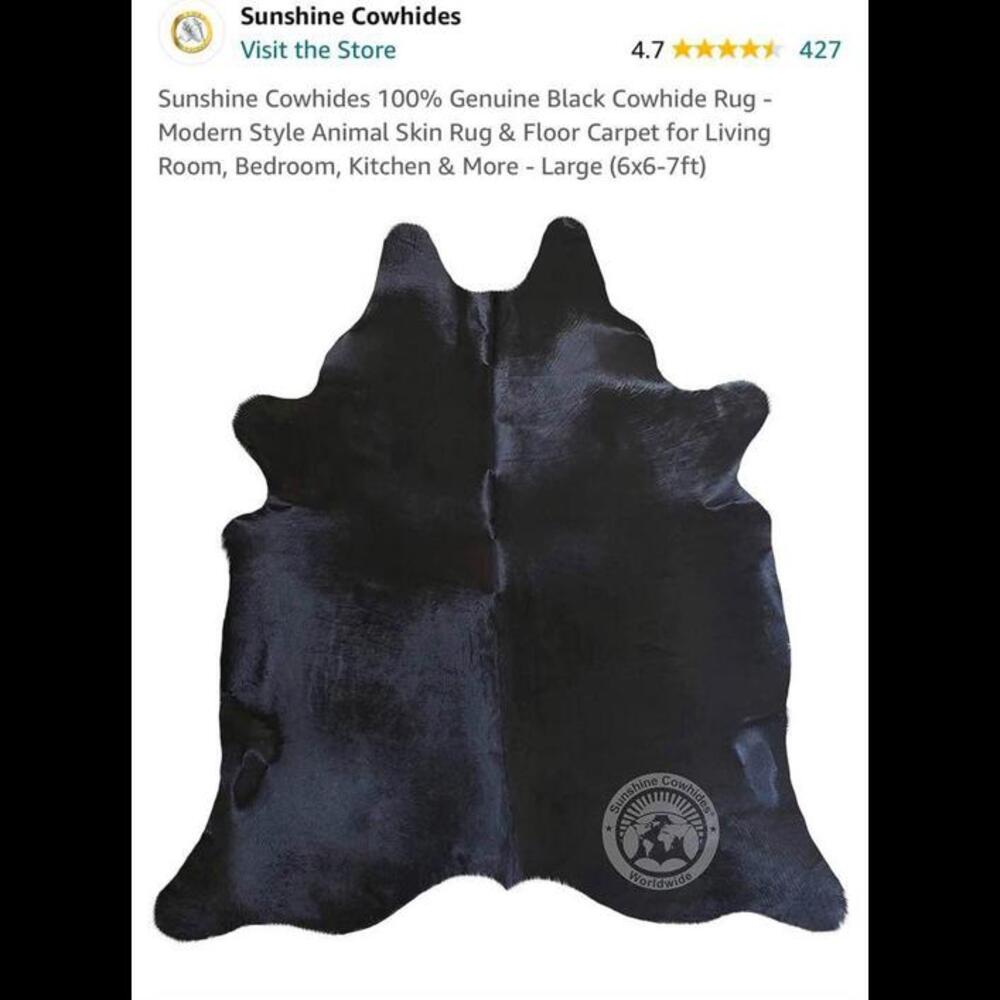 Genuine Black Cowhide Rug